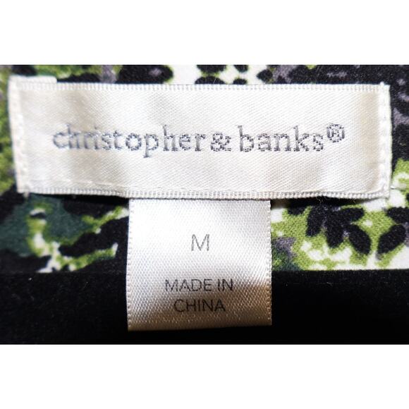 Christopher & Banks Snap Top Size Medium Green Print Long Sleeve Unlined Jacket - Picture 3 of 3